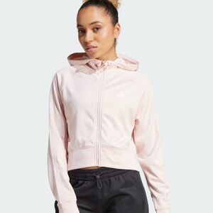 NWT AEROREADY GAME AND GO FULL-ZIP HOODED FLEECE JACKET Adidas Women's Pink